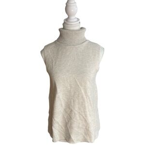 Zara Turtleneck Sweater Vest Tank Top Beige Tan